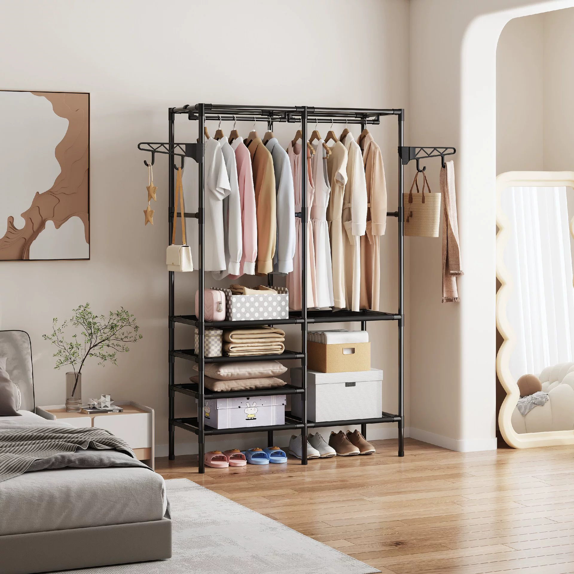 Garment Rack Freestanding Shelf Rack Simple Hanger — desk mat wholesale pick on MatDesk