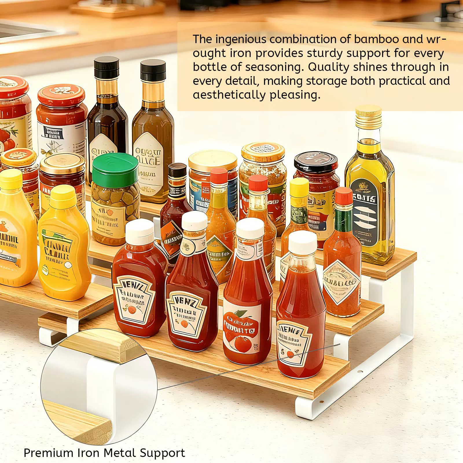 Storage Rack Spice Rack Multi-tier Desktop Bamboo — desk mat wholesale pick on MatDesk